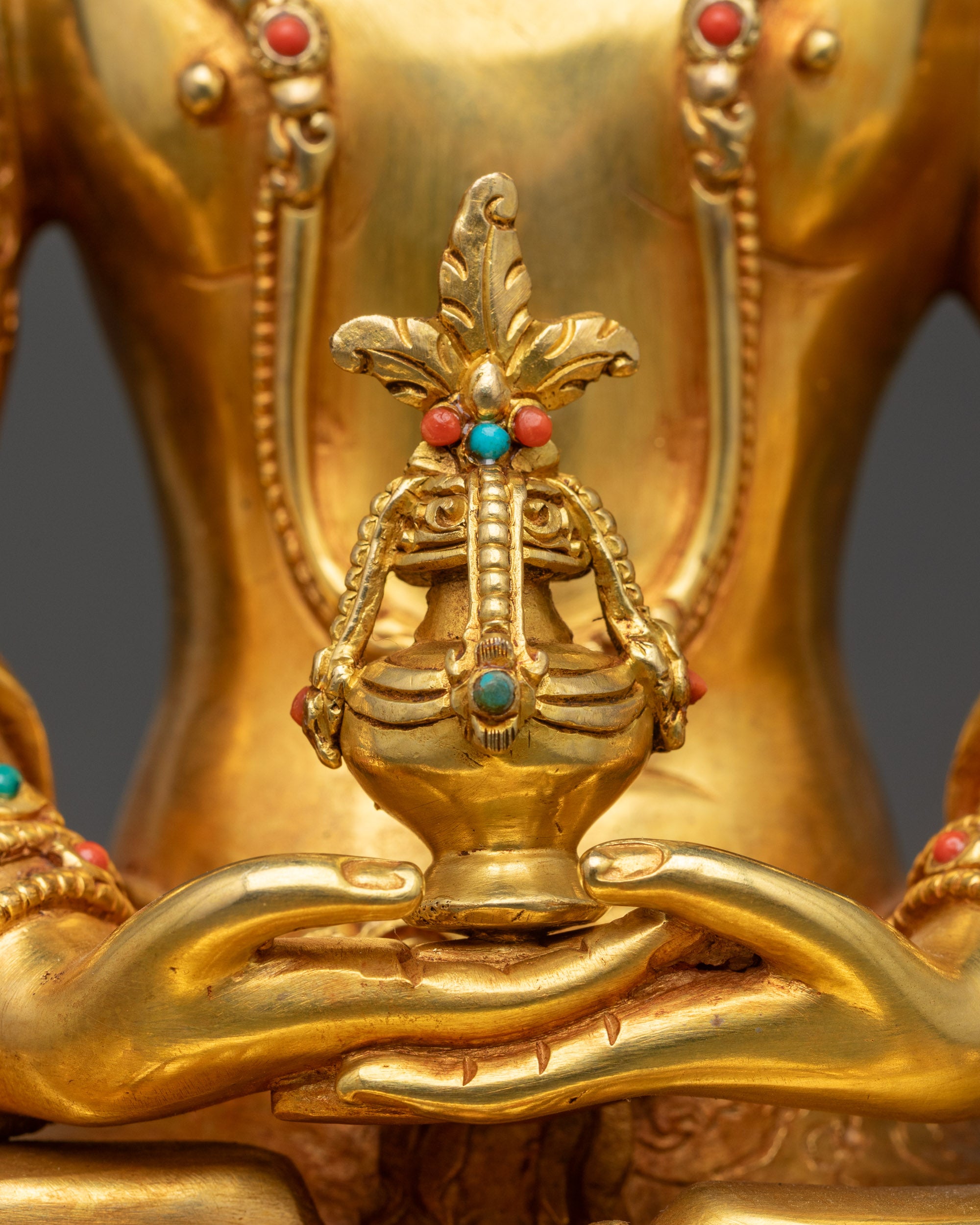 Tibetan Amitayus Statue | Traditionally Handcrafted Copper Sculpture