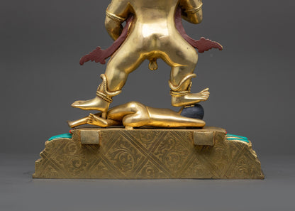 Exquisite 24K Gold-Gilded Black Dzambhala Statue | Deity of Wealth