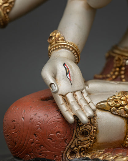 Acrylic-Painted Ushnisha Vijaya Statue | Three Faced Purification Deity