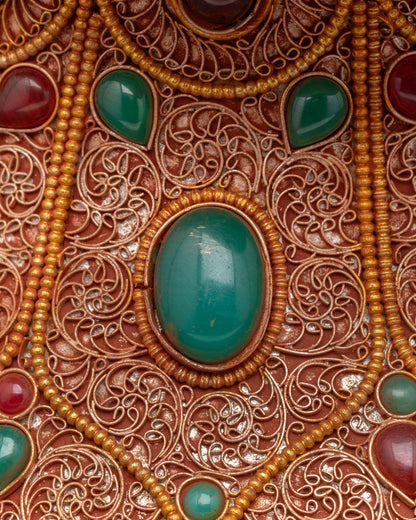 Jeweled Skull Head | Handmade Decor Himalayan Ritual Art Nepal