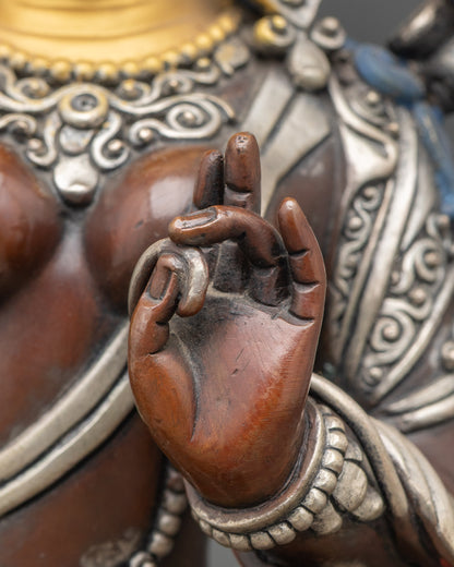 Green Tara Statue | Gold-Painted face Buddhist Deity for Devotion