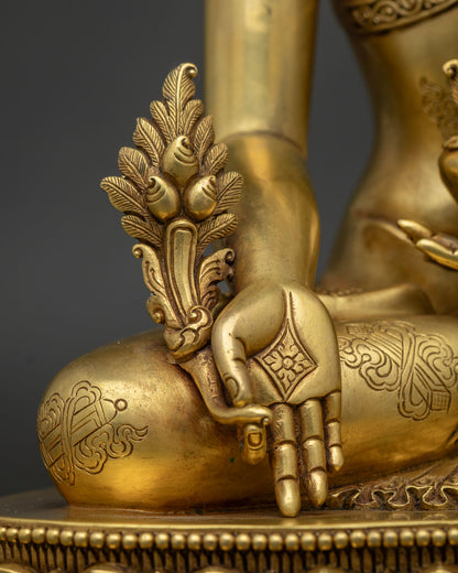 Crowned Three Buddha Set Statue | Traditional Newari Craft & Art