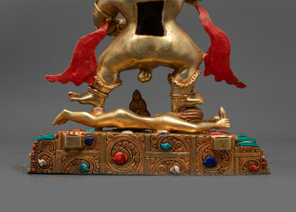 Black Dzambhala Statue | 24K Gold-Fire Gilded Sculpture for Wealth