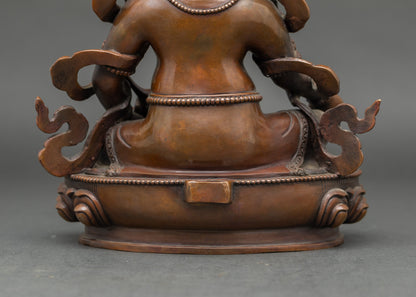 Dzambhala Altar Figurine | Traditional Himalayan Copper and Oxidized statue