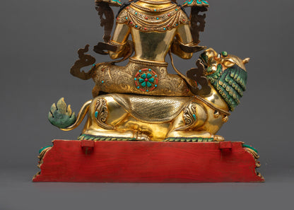 Wisdom-Inspiring Simhada Manjushri Statue | Sacred Tibetan Buddhist Art