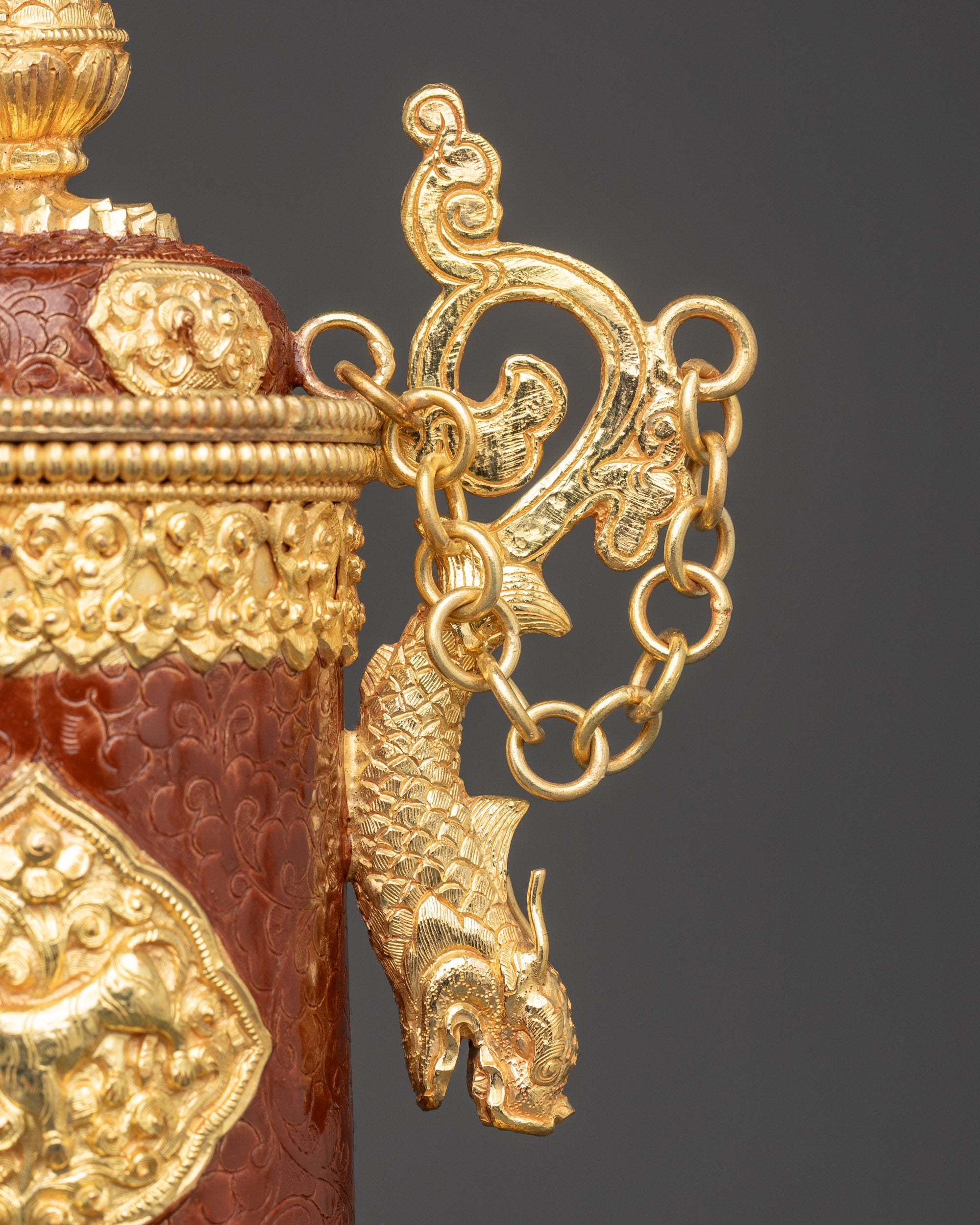 Tibetan Incense Holder with Golden Dragons | Ceremonial Altar Decor