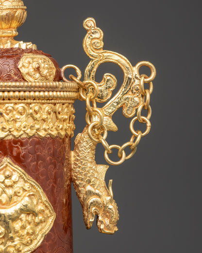 Tibetan Incense Holder with Golden Dragons | Ceremonial Altar Decor