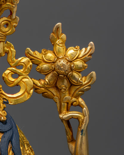 24K Gold-Gilded Chenrezig Sculpture | Four-Armed Avalokiteshvara Statue