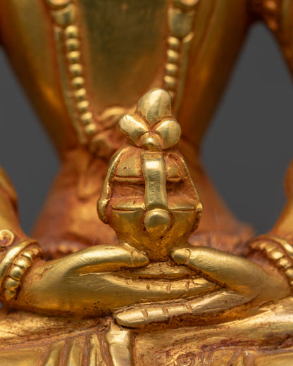 Tibetan Amitayus Statue | 24K Gold-Gilded Buddha for Longevity