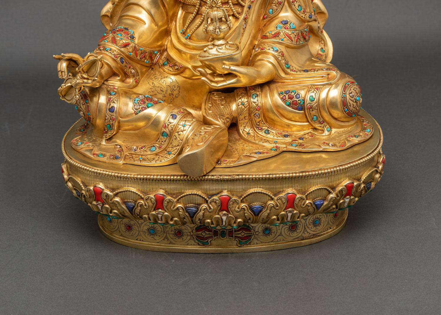 Big Guru Rinpoche Statue | 24K Gold Fire-Gilded Copper Figurine