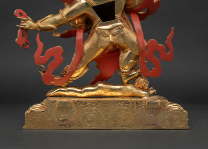 Four-Armed Vajrapani Statue | Gold Gilded Himalayan Sculpture