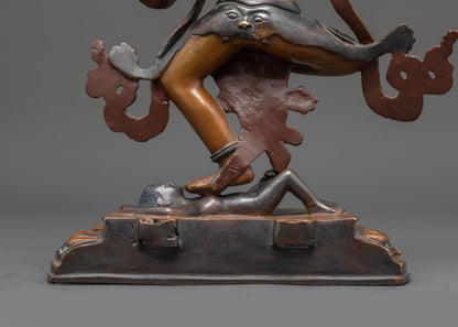 Oxidized Statue of Simha Mukha | Fierce Lion-Headed Protector for Altar