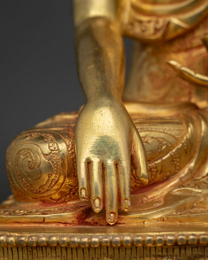 Shakyamuni Buddha Statue | 24K Gold Gilded Buddhist Sculpture