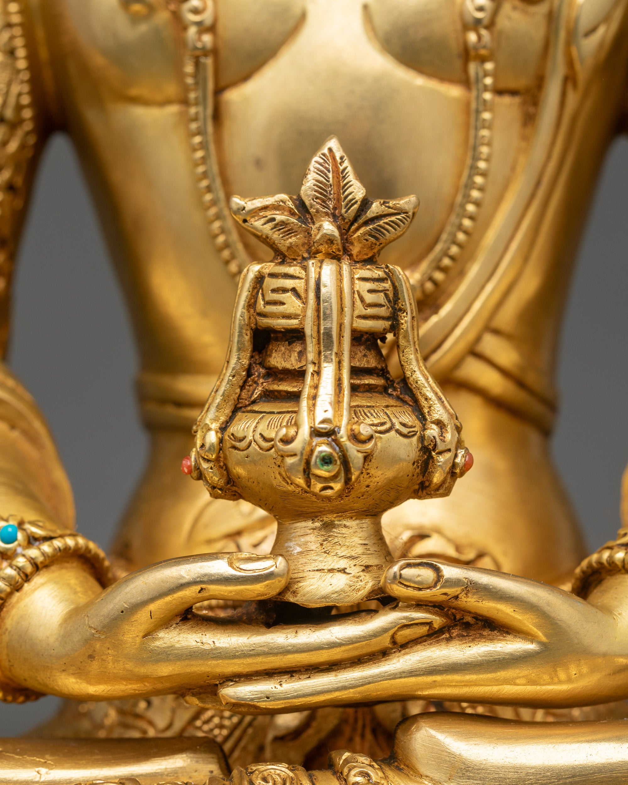 Traditional Amitayus Sculpture | Handmade Copper Longevity Buddha Idol