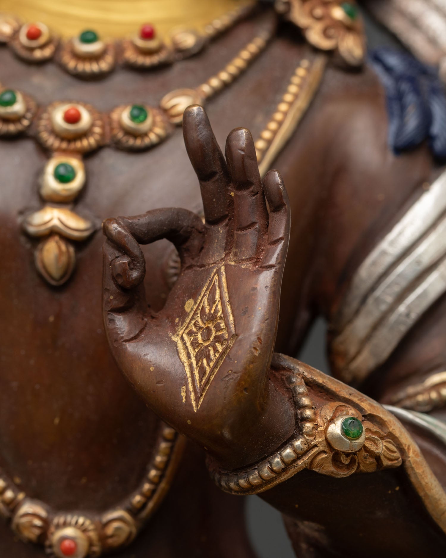 Oxidized Copper Manjushri Statue | Wisdom Deity Artwork
