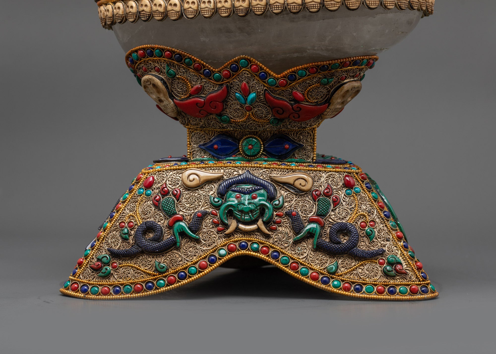 Vajrayana Crystal Kapala | Handcrafted Skull Ritual Offering Vessel