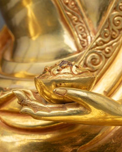 Milarepa Statue | Gold-Gilded Copper Yogi Figurine from Nepal