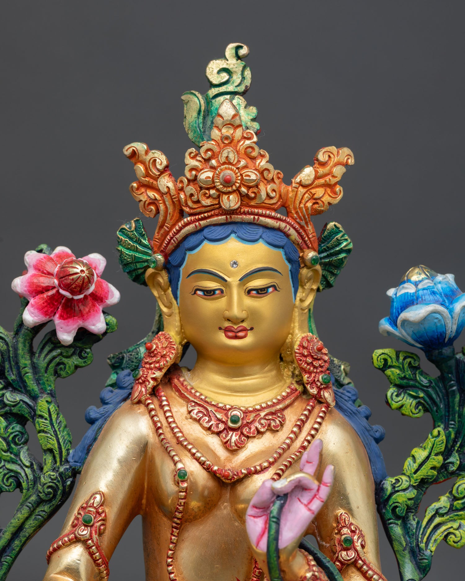 Multi-Colored Green Tara Statue | Goddess of Swift Compassion