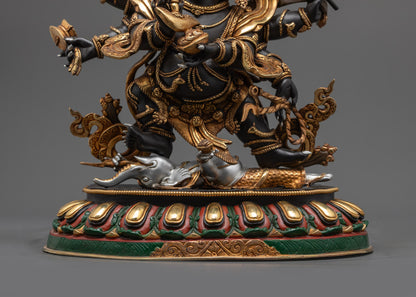 Traditional Vajrayana Six-Armed Mahakala Sculpture | Mahakala Statue