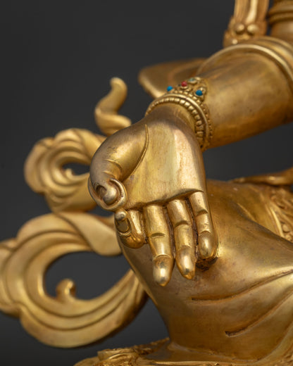 Sacred Green Tara Statue | Traditional Newari Buddhist Artwork