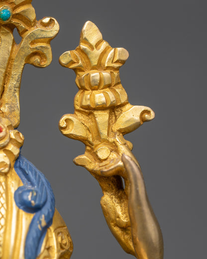 24K Gold Gilded Chenrezig Statue from Nepal | Compassionate Deity