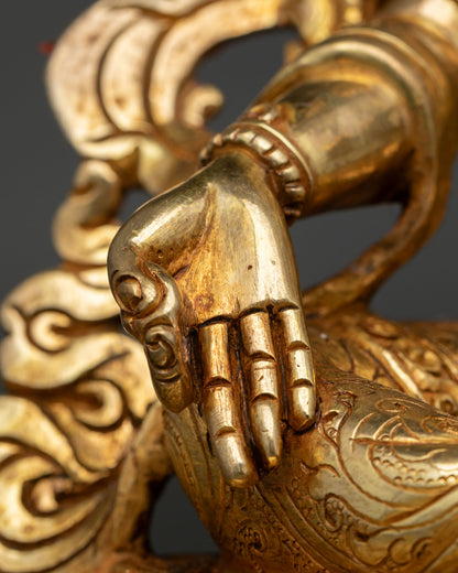 Green Tara Statue | 24K Gold Gilded Buddhist Goddess