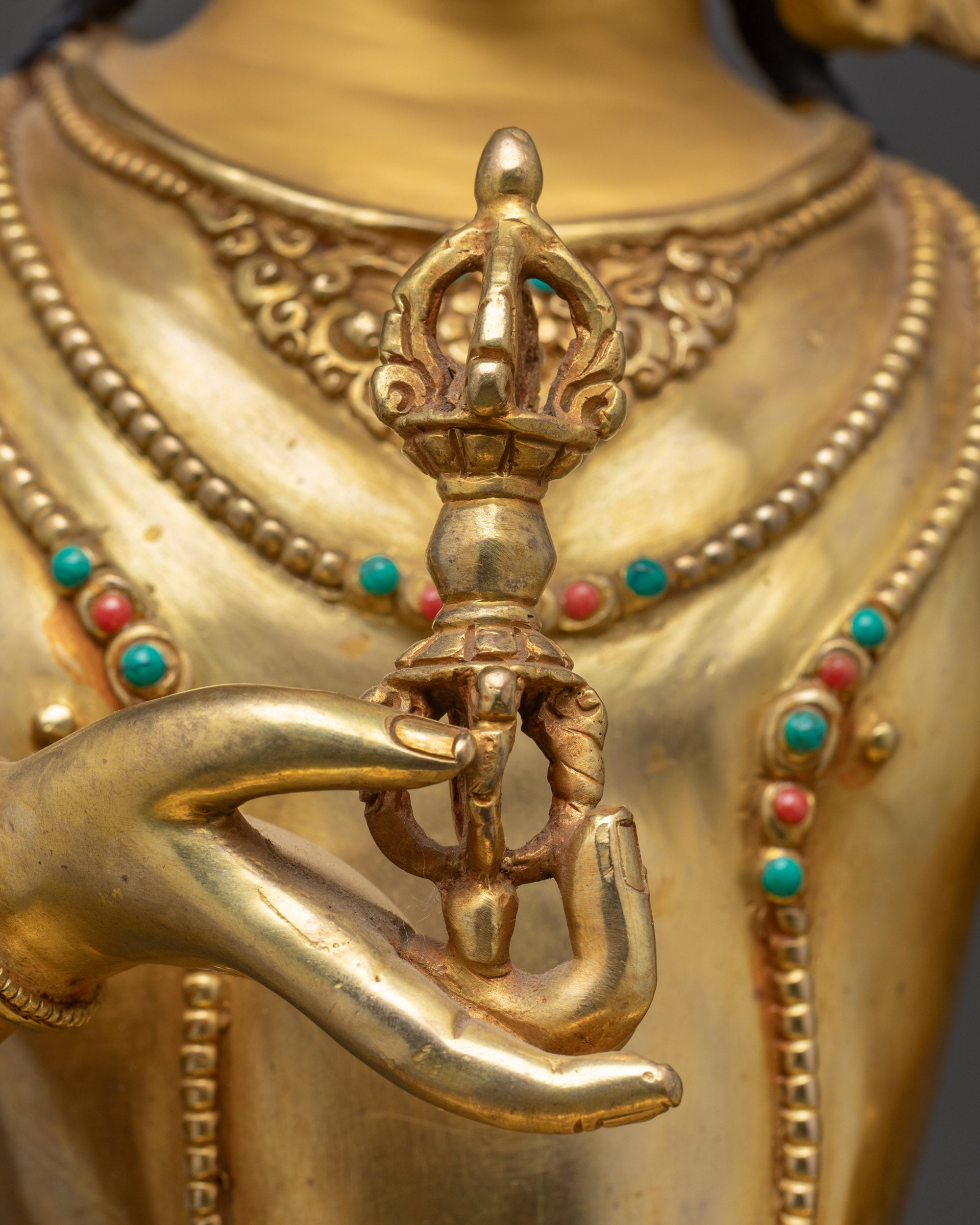 Tibetan Vajrasattva Statue | 24K Gold-Gilded Buddhist Purification Deity