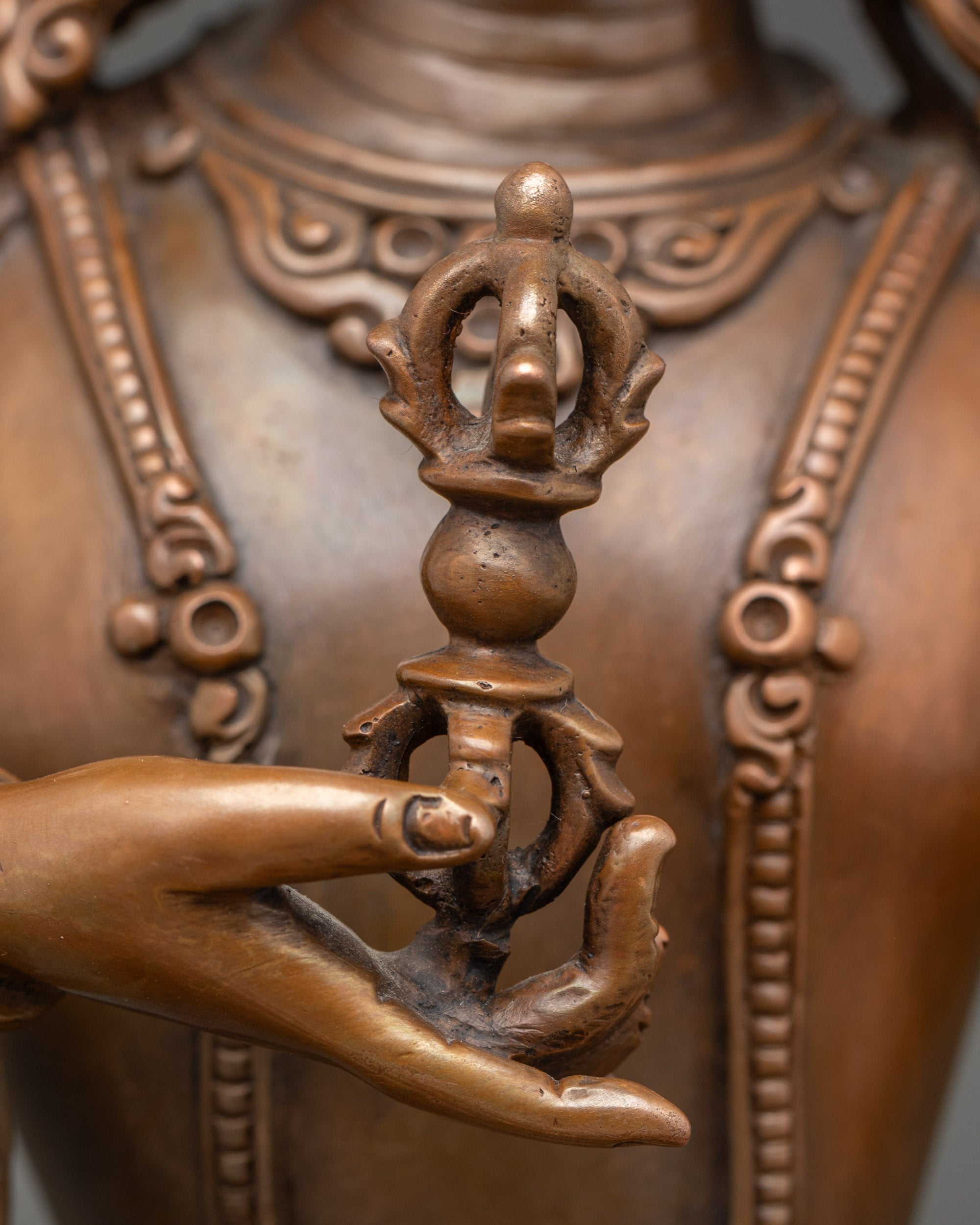 Vajrasattva Buddhist Altar Sculpture | Nepalese Copper Handcrafted Art