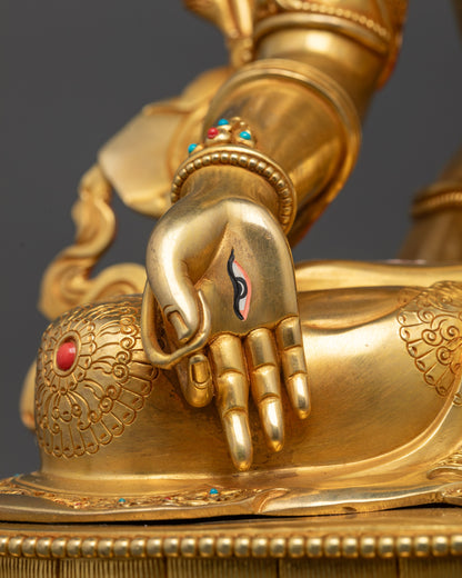 Gold Fire-Gilded White Tara Sculpture | Goddess of Long Life & Healing