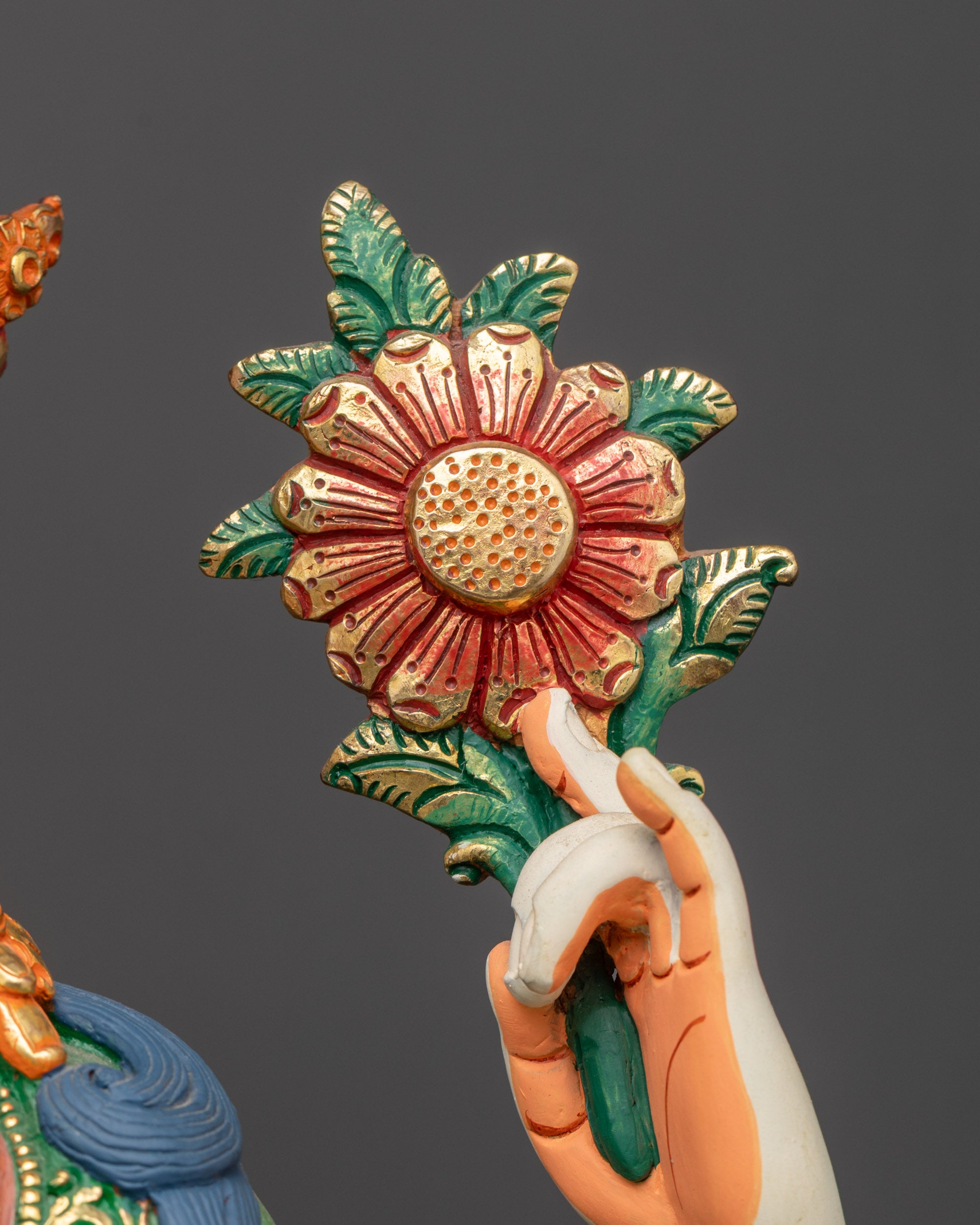 White-Hued Bodhisattva Chenrezig Sculpture | Hand Painted Nepalese Art