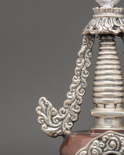 Oxidized Copper Shakyamuni Buddha Stupa | Himalayan Buddhist Shrine