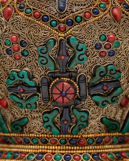 Decorated Buddhist Rice Pot | Handcrafted in Nepal