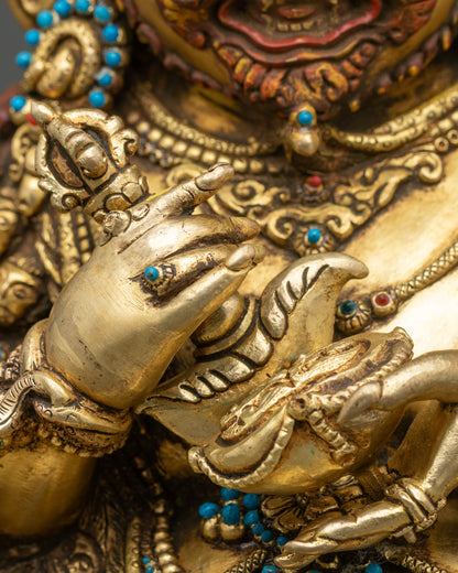 Four-Armed Mahakala Statue | Tibetan Protector Deity Sculpture
