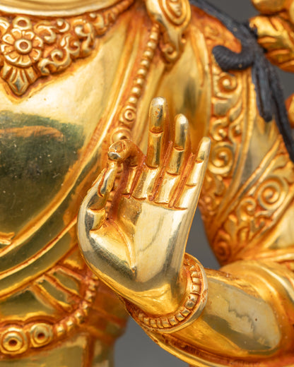 Manjushri Sword of Wisdom Statue | 24K Gold Nepalese Sculpture