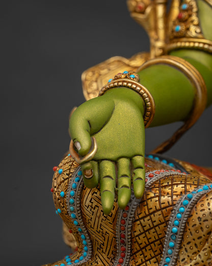 Green Tara Statue for Peace and Protection | Buddhist Deity Sculpture