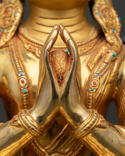 Chenrezig Statue | 24K Gold Gilded Copper Artwork