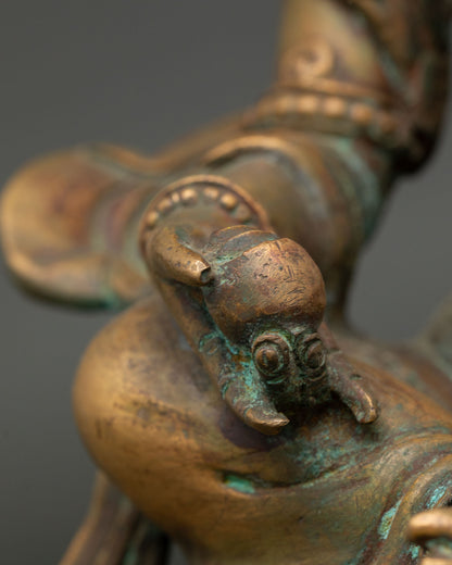 Jambhala Statue | Oxidized Copper Buddhist Wealth Deity Figure