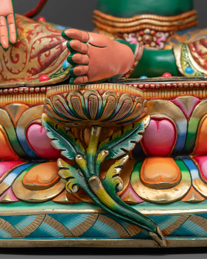 Vibrant Green Tara Statue | Spiritual Goddess Idol for Meditation