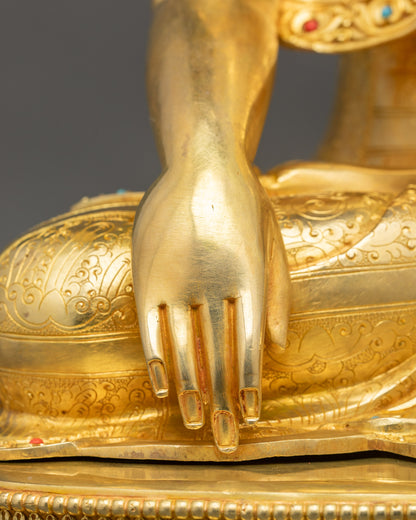 Golden Shakya Thubpa Sculpture | Enlightened Sage of the Shakya Clan
