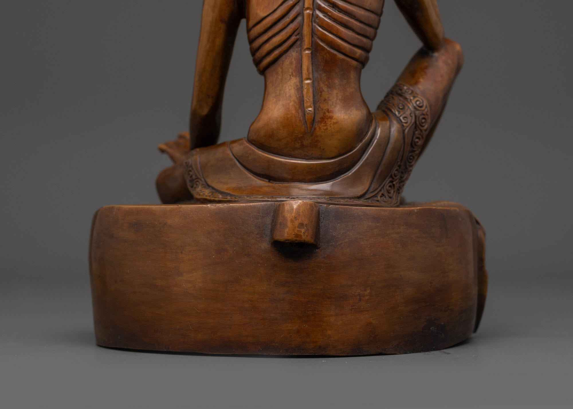 Oxidized Milarepa Statue | Tibetan Yogi in Cave Meditation Sculpture