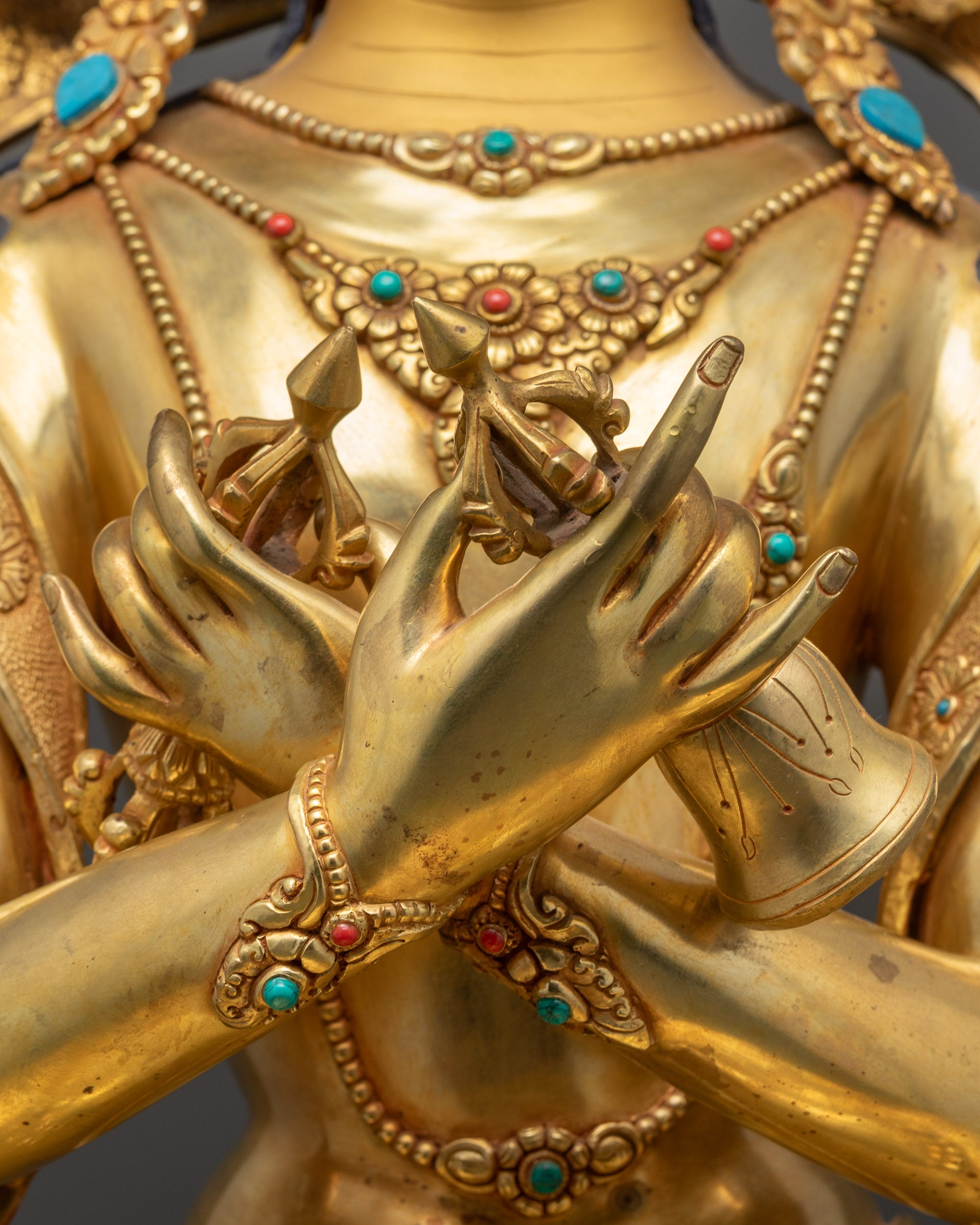 Vajradhara Buddha Statue | 24K Gold-Gilded Tibetan Meditation Sculpture