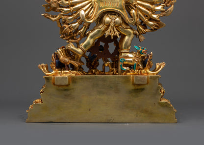 Fierce Wrathful Deity Yamantaka Statue with his Yab-Yum | Buddhist Art