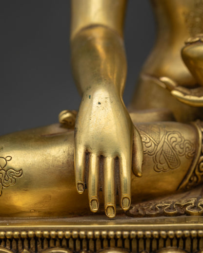 Crowned Shakyamuni Buddha Statue | Traditional Newari Craft
