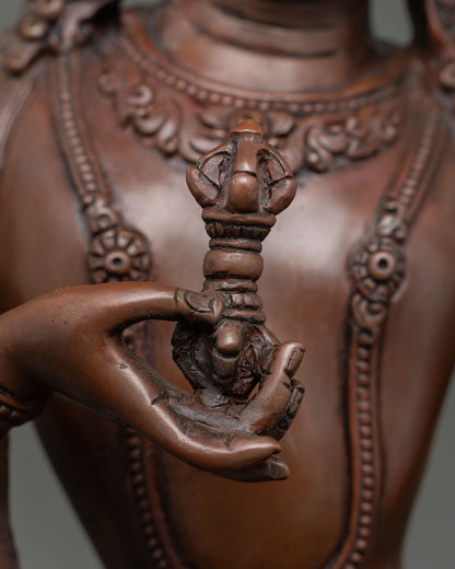 Oxidized Vajrasattva Statue – Tibetan Purification Deity Sculpture