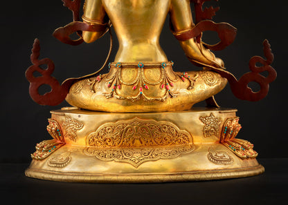 Large-Sized Green Tara Statue | Traditional Newari Craftsmanship