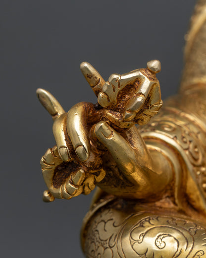 Gold-Gilded Guru Rinpoche Statue | Sacred Buddhist Sculpture