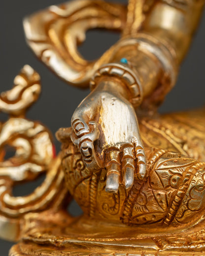 Green Tara Statue | 24K Gold Gilded Copper Artwork