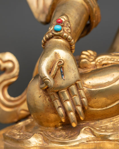 White Tara Blessing Statue | Gold Fire-Gilded Nepalese Buddhist Artwork