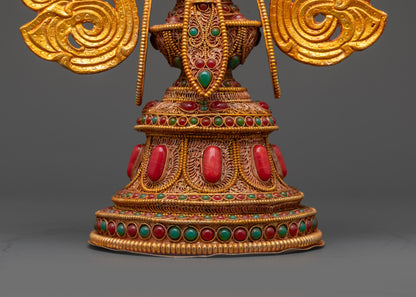 Wheel of Dharma with Kalash Base | Himalayan Buddhist Craft in Nepal