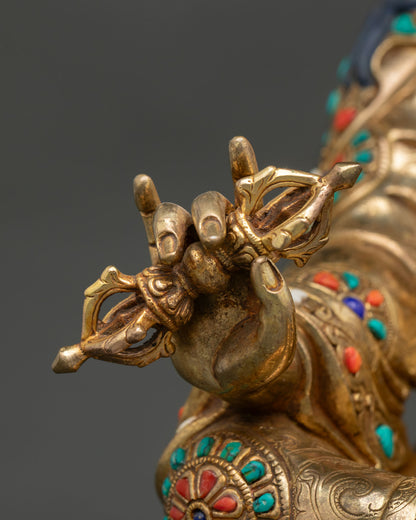 Guru Rinpoche Statue - 24K Gold Gilded Copper Art